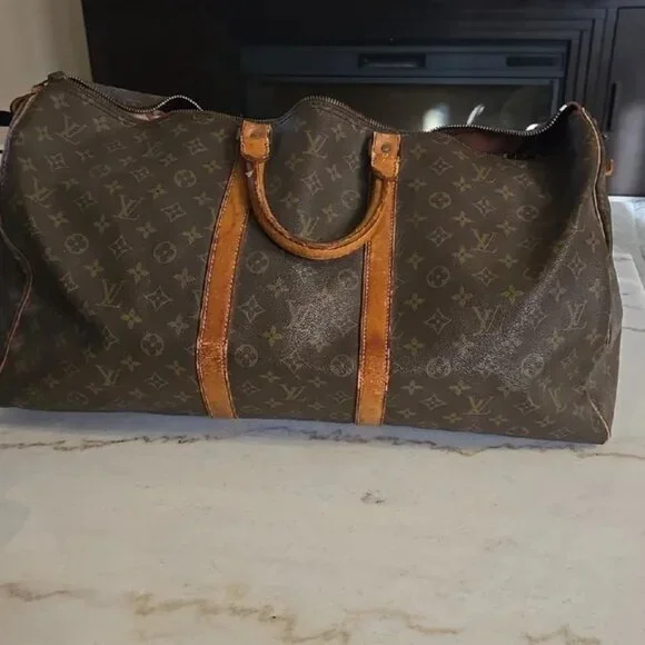 WORK NEEDED: Louis Vuitton Monogram Brown Travel Duffle Bag - Picture 1 of 9